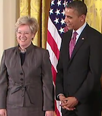 Sandra Faber with president Barrack Obama