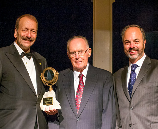 Chancellor Blumenthal, Founders Medal Awardee Gordon Moore, and UC Santa Cruz Foundation President Ken Doctor.